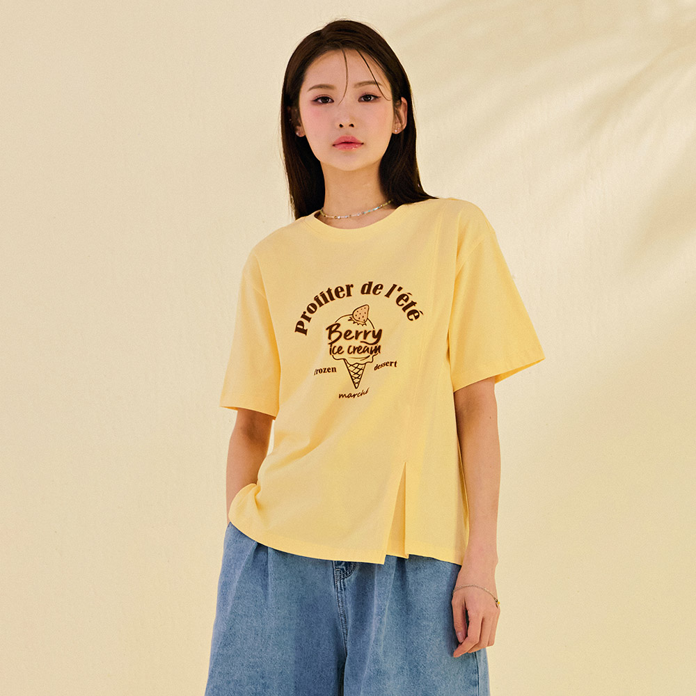 여성 밑단 변형 반팔 티셔츠-DBRG5893D06